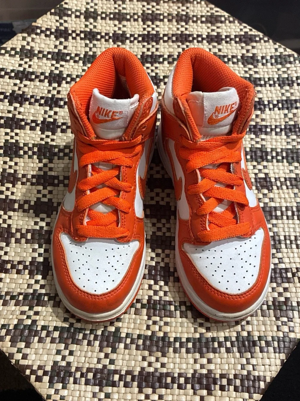 Nike Kids Orange and White High-Top Sneakers